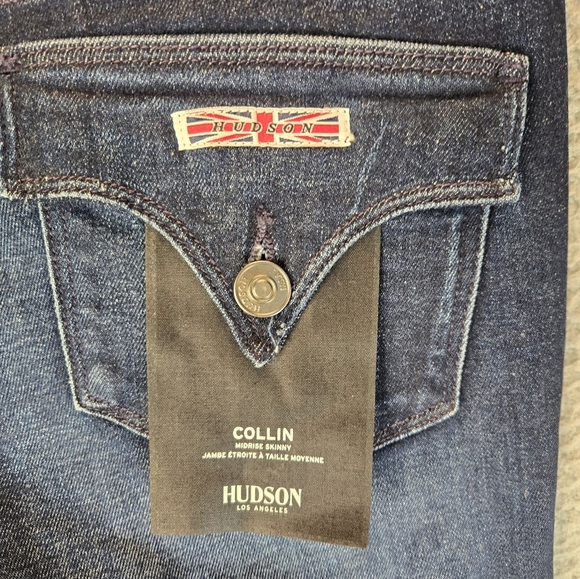 Hudson Womens Collin Midrise Skinny Distressed Blue Denim Jeans Sz 26x29 - Picture 12 of 13